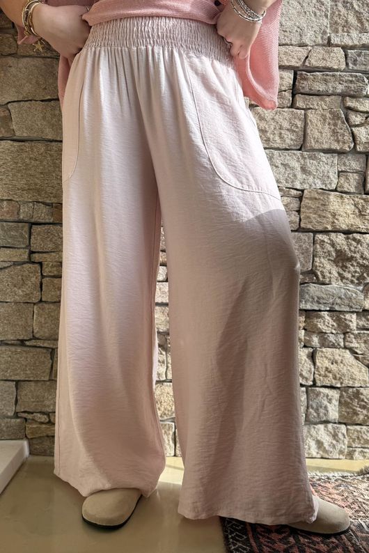 Basso Shirring Wide Leg Pant Seashell